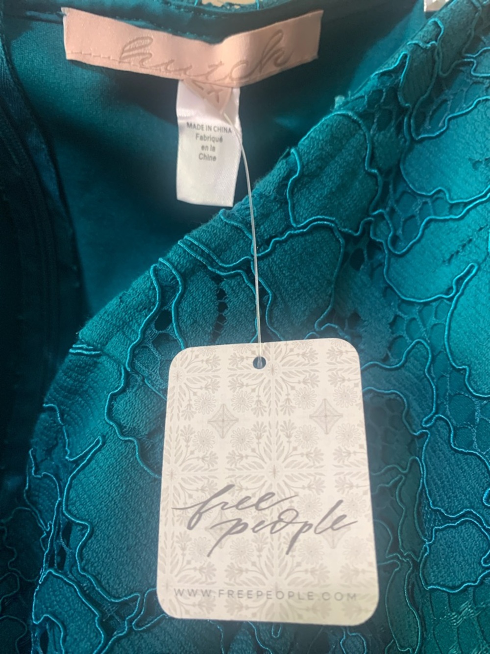 Free People Hutch size 2X Teal Floral Lace Halter Back Dress Lined, NWT - Picture 10 of 10